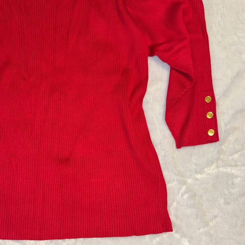 Lane Bryant Red Ribbed Sweater - Picture 4 of 8